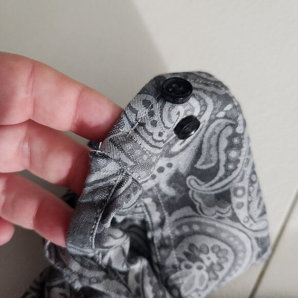 Tasso Elba Shirt Mens Large Gray Paisley Long Sleeve Button Up FLAWS - Picture 9 of 13